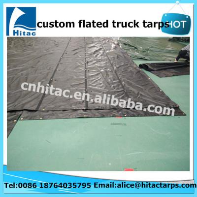 China Single Heavy Duty Truck Tarps Black Flatbed Tarps for sale