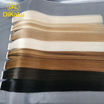 China Wholesale DKL Silky Straight Virgin Hair Tape In Hair Extensions 100% Remy Hair, Black Tape Hair Extensions, Mini Tape 613 In Real Hair for sale