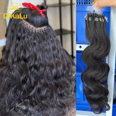 China DKL 12A silky straight wave micro remy virgin hair easy micro ring/link/loop/bead hair extensions 100g/strand micro loop hair extensions for women for sale