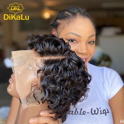 China Silky Straight Pixie Cut Wig Human Hair Bob Short Pixie Cut Lace Wig 180% Silky Curly Wave Bleached Knots Lace Up 13x4 Frontal Pixie Curls Wig for sale