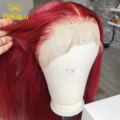 China Straight Lace Front Human Hair Wigs Deep Part Peruvian Remy Human Hair Wigs Red 13*4 13*6 4*4 Silky Straight Wave Lace Wigs For Women for sale