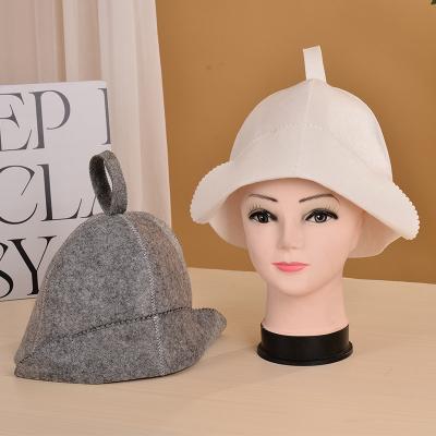 China White Wool Felt Sauna Hat Cap for Russian Banya Sauna Hut With Hang Loop Supply for sale