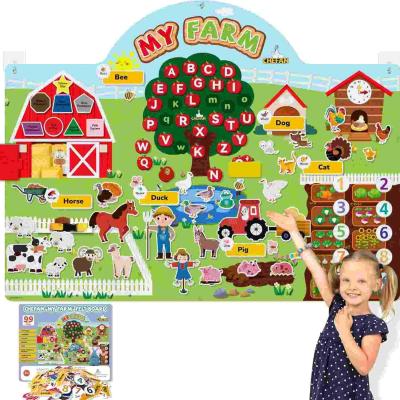 China Farm Animals Felt Story Board Set, 3.9 Ft 99 Pcs Preschool Farmhouse Barnyard Theme Flannel Board Storytelling Early Learning for sale