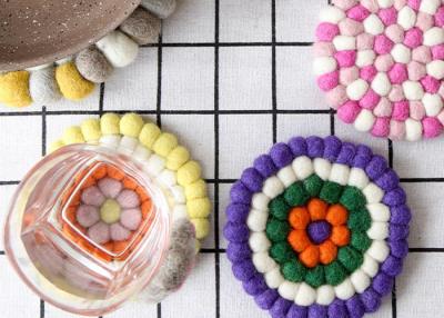 China Circle Heart Shaped Wool Felt Balls , 10 Cm Coloured Felt Balls 1-3mm Thickness for sale