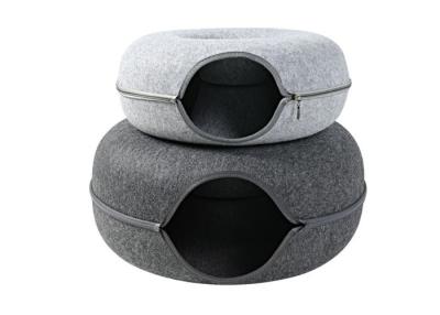 China Zipper Type Felt Cat Cave Bed , Felted Wool Cat Cave Diameter 50 Cm 60 Cm for sale