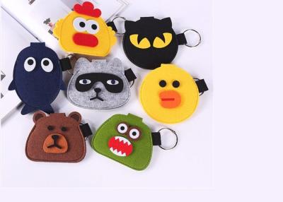 China Cute Carton Pattern Felt Coin Bag , 10*10 Cm Grey Felt Bag For USB Data Cable for sale