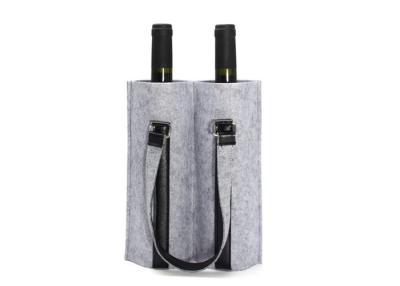 China Light Grey Felt Wine Bottle Bag Christmas Wine Tote Bag Accept Customer Logo for sale