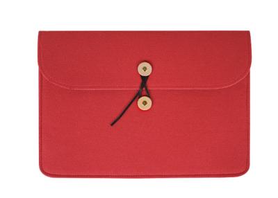 China Free Sample Red Felt Laptop Sleeve Case Cover Bag With Button Decoration for sale