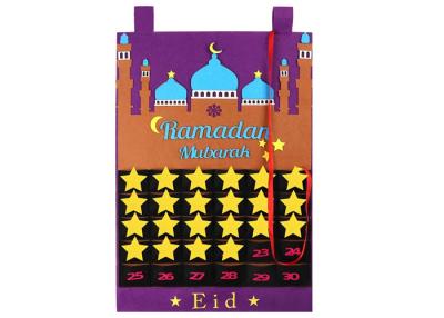 China Ramadan Advent Felt Calendar Eid Mubarak Hanging Countdown Calendar 20*14'' for sale