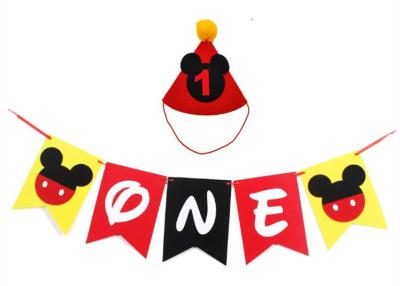 Chine 1er feutre Garland Birthday Highchair Banner de Mickey Mouse Handmade à vendre