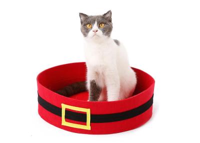 China Santa Claus Belt Colorfast 35x10cm Felt Pet Cave Sleeping Mat for sale