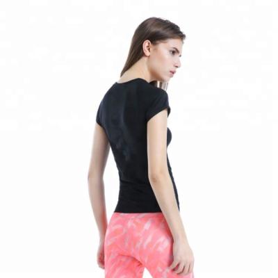 China Breathable Simple Spandex Workout Color T-shirts Fitness Gym Slim Fit Shirts For Women for sale