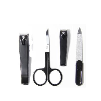 China Lady's Beauty Cosmetics Makeup Hot Selling Popular Styles Customized Black Professional 4 Piece Manicure Set Nail Clipper Kit for sale