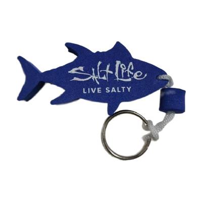 China Promotion Gift Souvenir Popular Gift Irregular Shark Shape EVA Green Material Full Print Blue EVA Promotional Keychain for sale