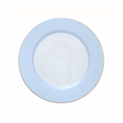 China Confirmed Western Food Porcelain Dish Sky Blue Gold Pursuit Hotel Safe House Dish Tableware for sale