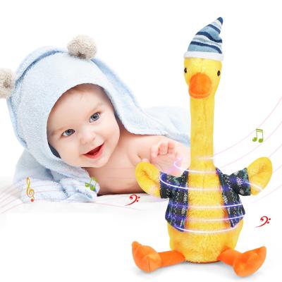 China Short Plush Soft Electric Plush Animal Toys Singing Talking Duck Fashion Repeat Yellow Dancing Talking Duck for sale