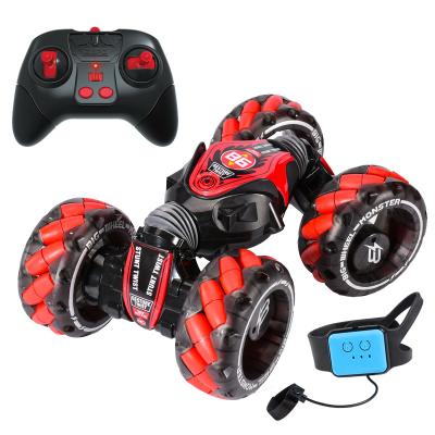 China Eco-friendly Material Newcomers Watch Control Vehicle 2.4G Radio Control Car Gesture Feel RC Stunt Car With Light Music for sale