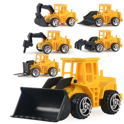 China Pull Back Engineering 6PCS/Set Inertial Sliding Inertial Model Diecast Construction Truck Pull Back Toy Car Bulldozer Excavator For Kids for sale