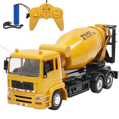 China Eco-friendly Material Cement Simulation Model Toy Truck Die-casting Electric Mixer Remote Control Car With Light Music For Kids for sale