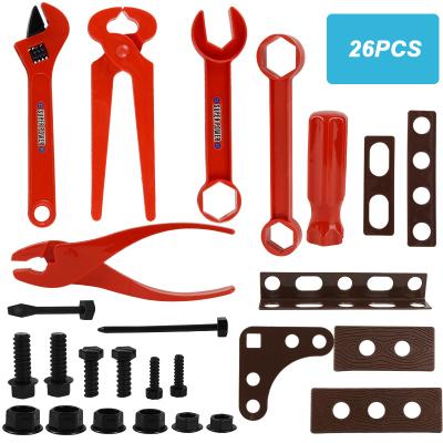 China 26PCS Non-Toxic Eco-friendly ABS Plastic Pretend Play House Game Toys Wrench Screwdriver Simulation Repair Tool Kit for Kids Boys for sale