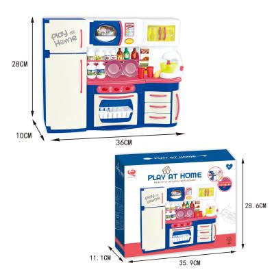 China Environmental Battery Operated Toys Pretend Play Kitchen Toys Fridge Sideboard with Sound and Light for Kids for sale