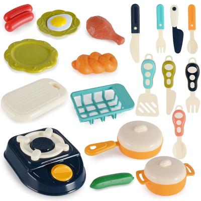 China Eco-friendly Plastic Pretend Play Tableware Role Playing Simulation Cooking Toys Kitchen Toys Set For Kids Girls for sale