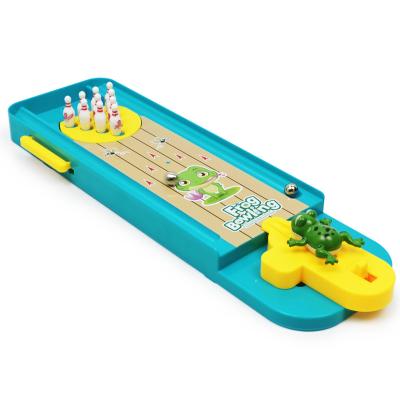 China Funny Enlightenment Interactive Mini Desktop Bowling Game Toy Gift Educational Toys Reduce Effort Frog Desktop Table Sports Rolling Game For Parents Kids for sale