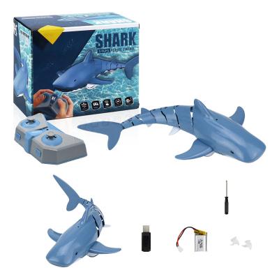 China Dual thrusters/full underwater power. Rechargeable Water Toy Summer Toy Battery Life 2.4G Realistic Remote Control Shark Simulation Long Shark For Kids for sale