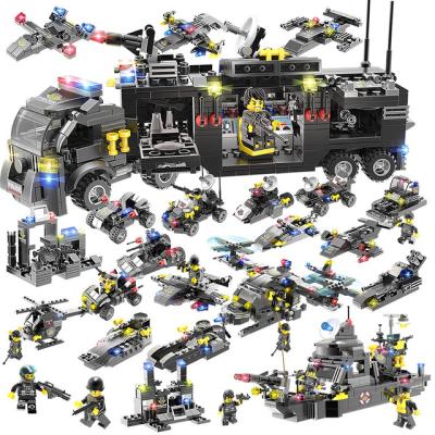 China Exercise imagination and practical skills. Children's DIY Toys Small Educational Assembly Building Blocks 8 In 1 City BANG Set Military Model For Boys With Weapons Figures for sale