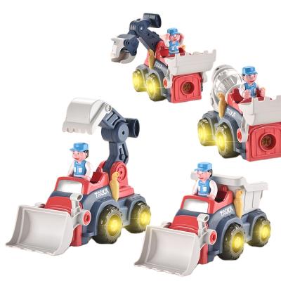 China Eco-friendly Material DIY Assembly Toys Grab Car Mixer Truck Excavator Dump Truck Puzzle Disassembly Engineering Vehicle For Kids for sale