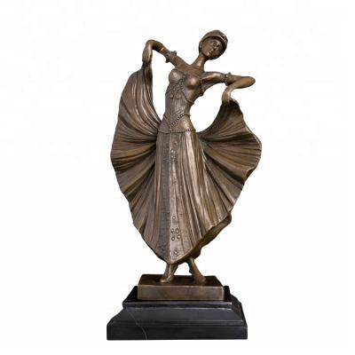 China Europe ArtsHom DS-160 Dance Sculpture Female and Statue Woman Dancer Copper Figurines Modern Art for Dance Room Decor for sale