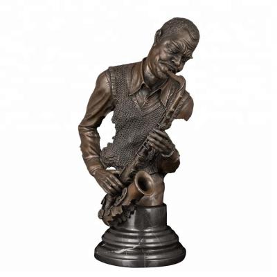 China Europe Hotel Decoration Musician Bust Music Performer Figurines Black Bronze Sculpture For Home Decoration Accessories for sale