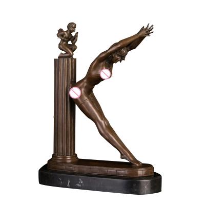 China Europe ArtsHom DS-433 Corner Classic Baby Woman Statue Bronze Sculpture For Home Office Decoration Vintage Metal Art for sale