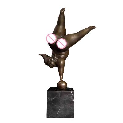 China Drawing R de grosse Europe ArtsHom DS-455 Retro Vintage Bronze Sculpture Woman Statue Classic Abstract Art Copper Yoga Lady Figurine for sale