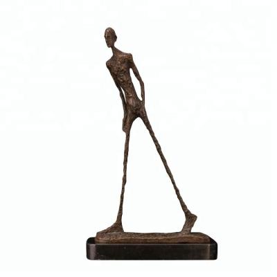 China Bronze Sculpture Statue Home Deco Figurine Walking Sculpture Europe Giacometti Man Sculpture Abstract for sale