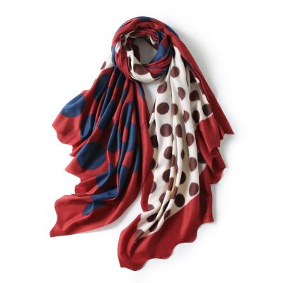 China Wholesale Polyester Polka Dot Printed Scarves Warm Soft Scarf Women Cashmere Shawl Long for sale