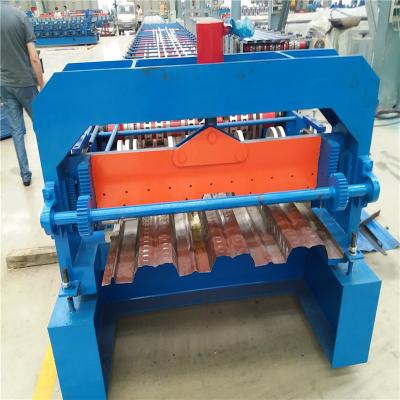 China Galvanized Steel Floor Deck Roll Forming Machine Blue 45# Steel Rollers Hydraulic Cutting zu verkaufen