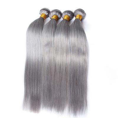 China High Quality Silky Straight Brazilian Remy Human Hair Weave Silver Gray Straight Wave Human Hair Extension for sale