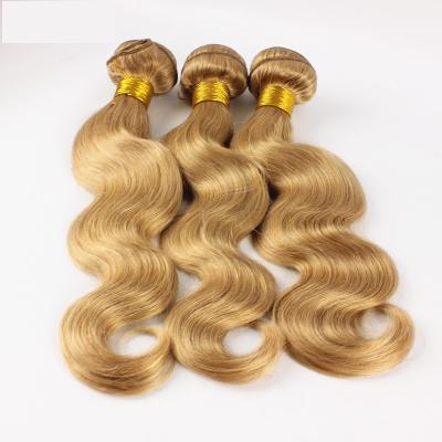 China Healthy Body Wave Grade 10A Ends Bleached Colored Blonde Human Virgin Hair Color 27 Body Wave Hair Weave for sale