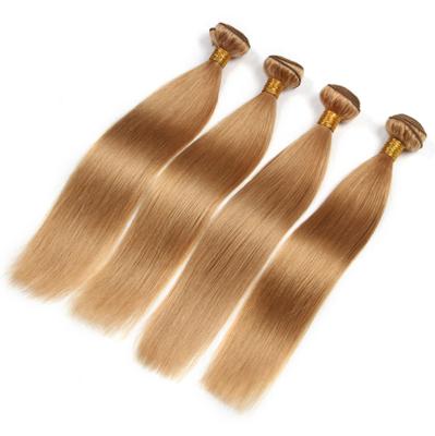 China Silky Straight Indian Virgin Hair Color 27 Honey Blonde Straight Hair Weave 300grams Lot for sale