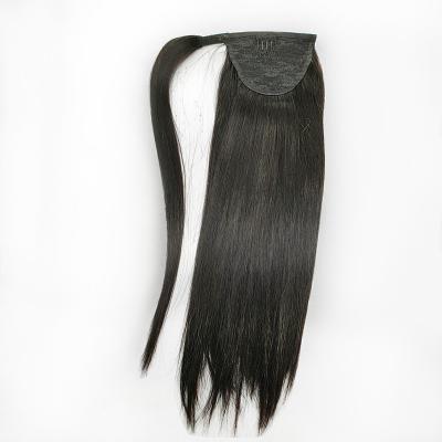 China X-Ring Human Hair Wrap Around Straight Hair Ponytail Hair Extension Clip In 22 Inch Hair Ponytails for sale