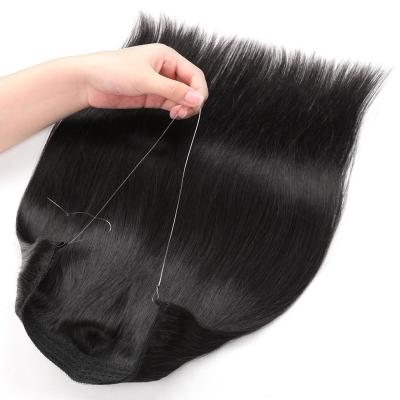 China Factory price silky straight wave double wave hair factory price halo hair good quality 100% indian remy hair extension for sale