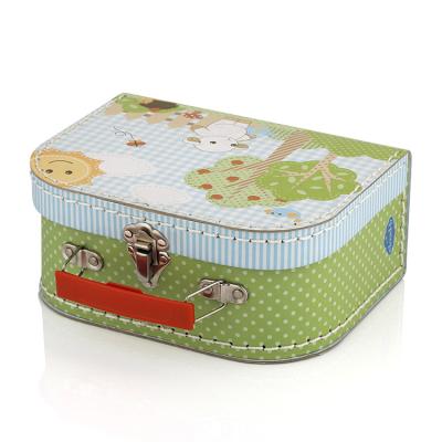 China Recycled Materials Custom Logo Kids Toys Cardboard Paper Suitcase Gift Boxes With Handle for sale