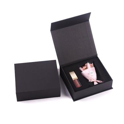 China Recycled Materials Manufacture Custom Black Lip Gloss Perfume Skin Care Lipstick Cosmetic Paper Cardboard Gift Box for sale