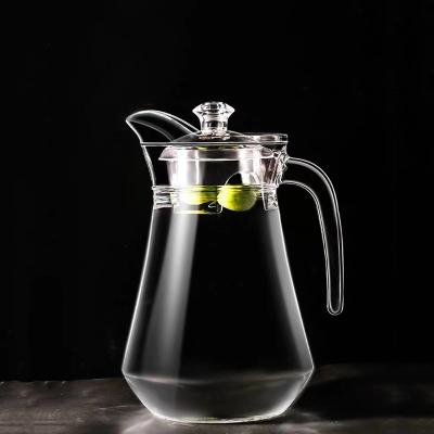 China Sustainable luxury crystal glass pyrex glass kettle water measuring jug with lid for sale