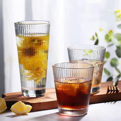 China BRIEF New Design Gold Rim Vertical Stripe Crystal Glasses Water Glasses With Gold Rim for sale