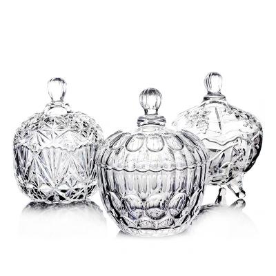 China Modern square kitchenware candy jar glass pet nuts jar crystal glass candy jar for sale