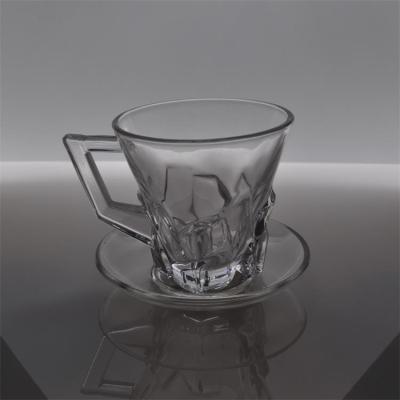 China Custom Glass Teacup Stocked Set Transparent Teacup With Saucer for sale