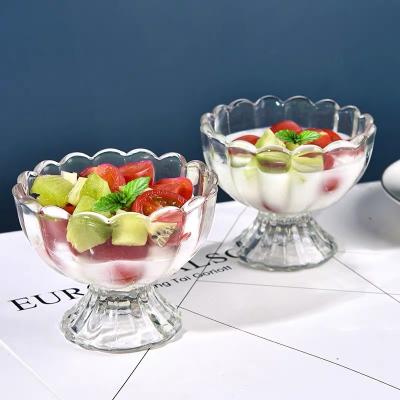 China Mini Viable Clear Glass Dessert Bowls Glass Yogurt Cups Fruit Bowl for sale