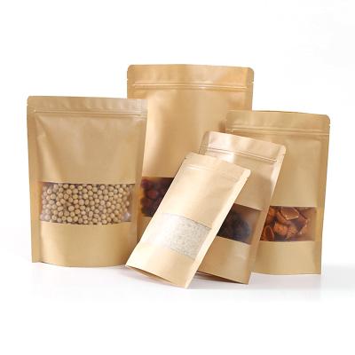 China Recyclable Natural Custom Kraft Paper Stand Up Zip Pouch Food Package for sale